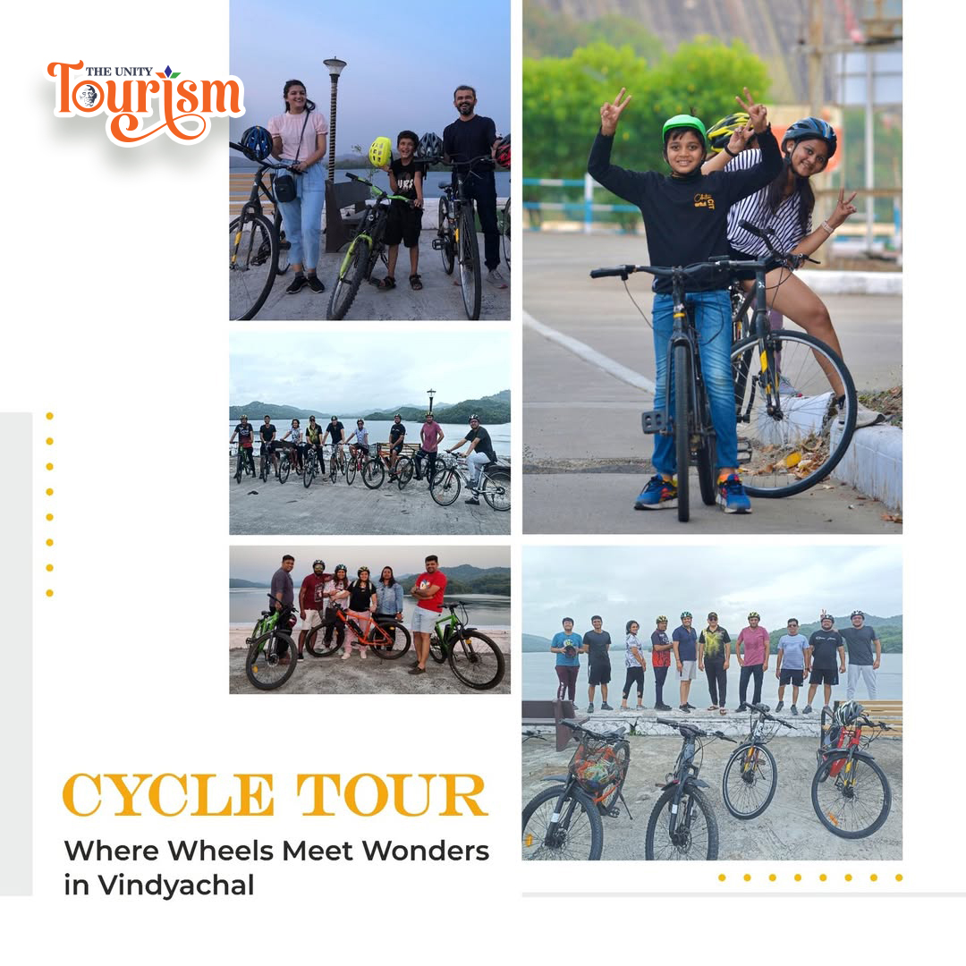 Couple enjoying cycling on the scenic Statue of Unity riverfront